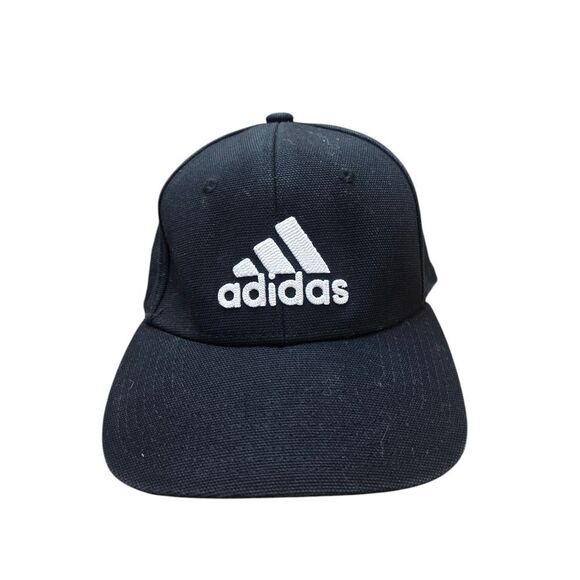Adidas Black Baseball Cap White‎ Logo Embroidered Adjustable - Picture 1 of 7